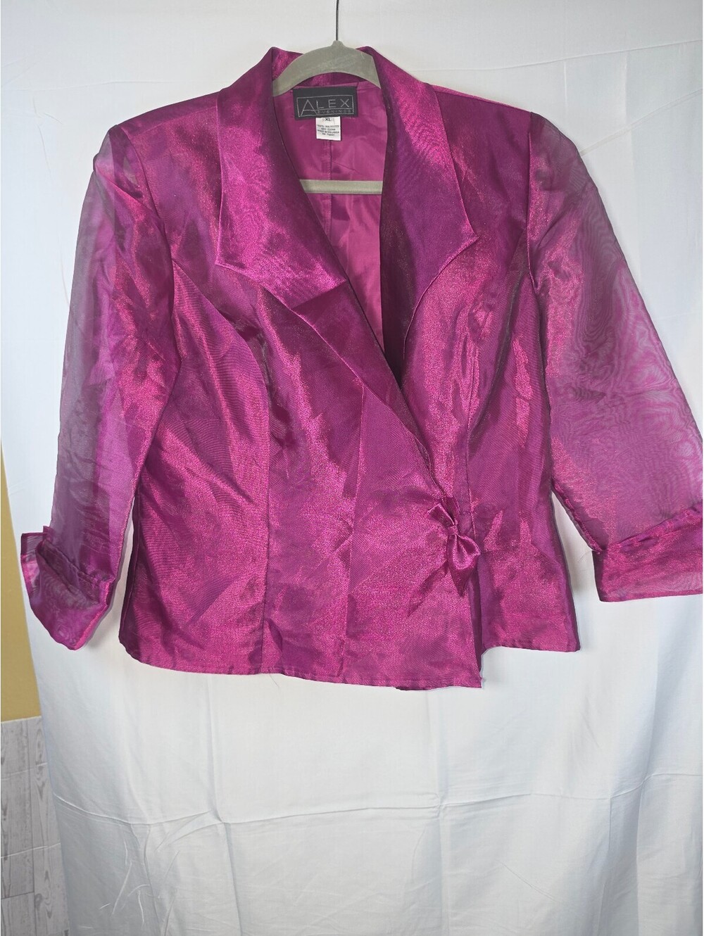 Alex Evenings Women's Magenta Sheer Sleeve Evening Jacket Size XL 100% Polyester